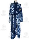 Tiedye kimono of white and blue waves rayon batik