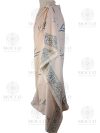 Creme – grey big bamboo leaves with double S rose border batik