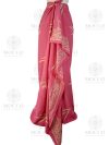 Salmon creme big bamboo leaves with double S border batik